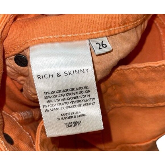 Rich & Skinny Coronado Crop Jeans Womens Size 26 Monarch Orange Stretchy - Picture 9 of 12